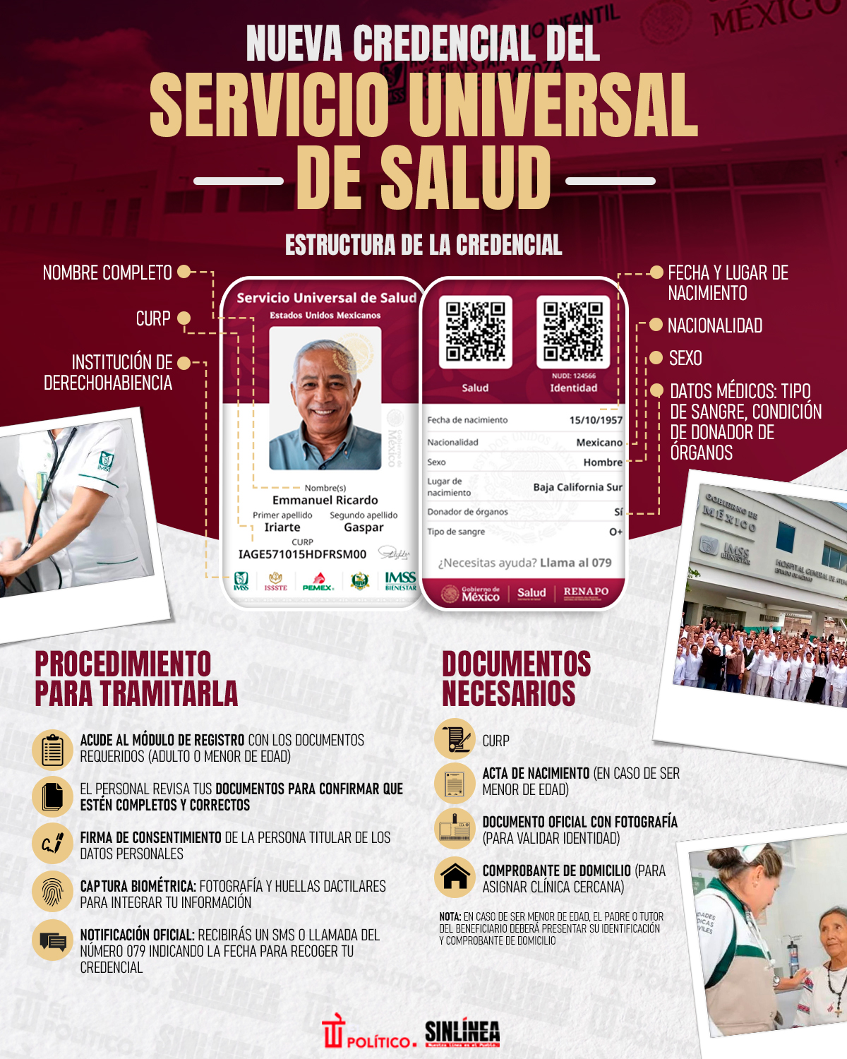 Infografía nueva credencial del Servicio Universal de Salud