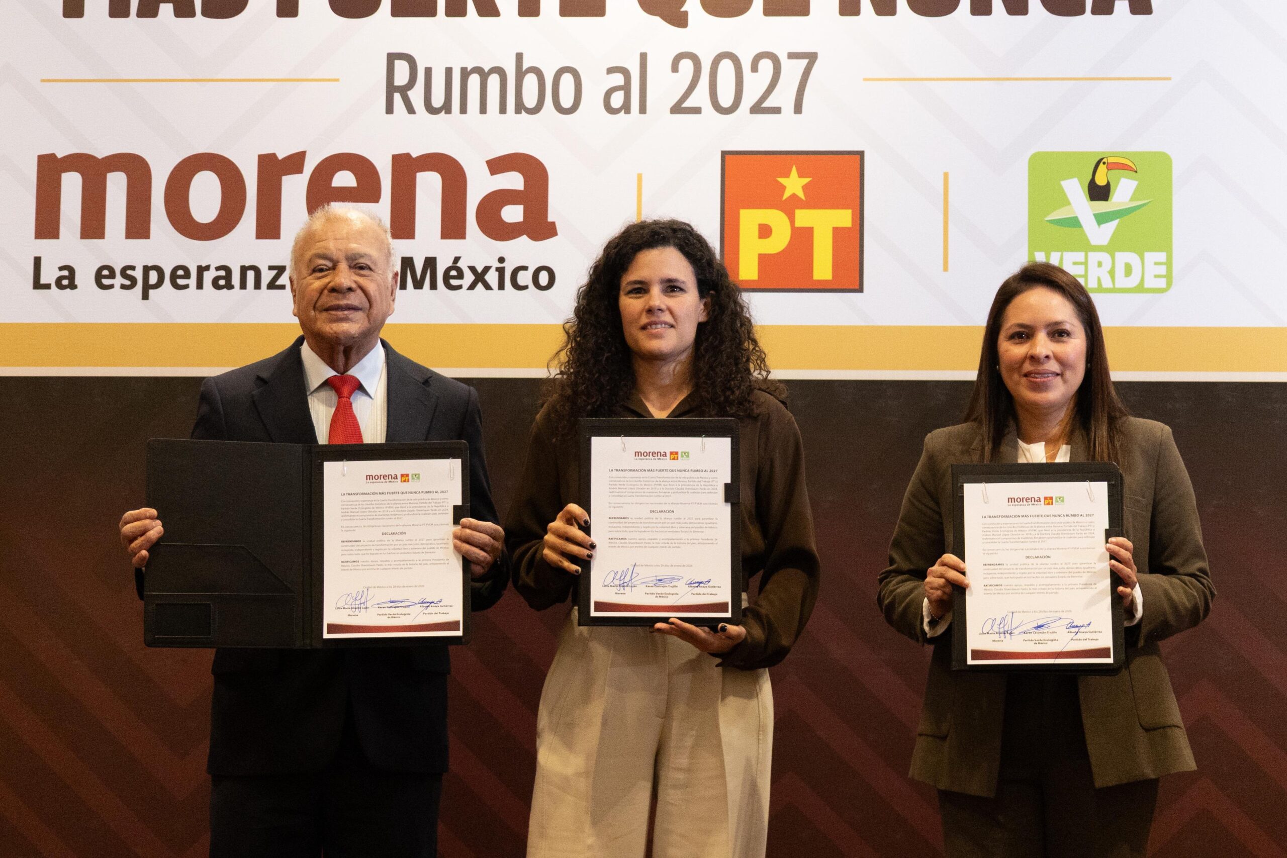 Morena, PT y PVEM firman pacto 