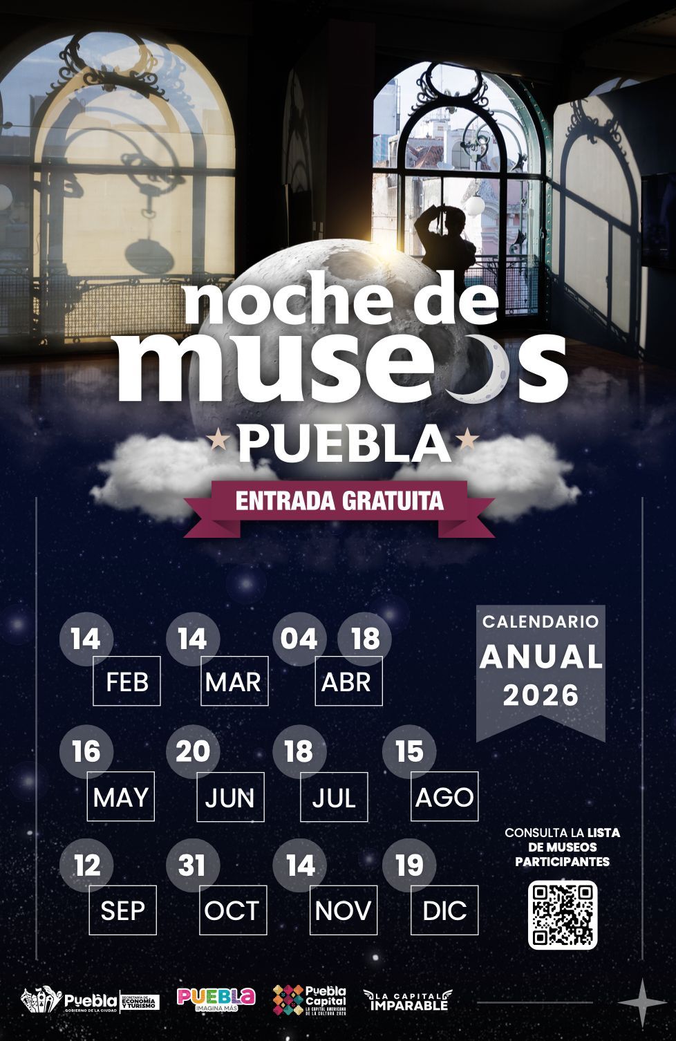 Ayuntamiento de Puebla presenta calendario de Noche de Museos 2026
