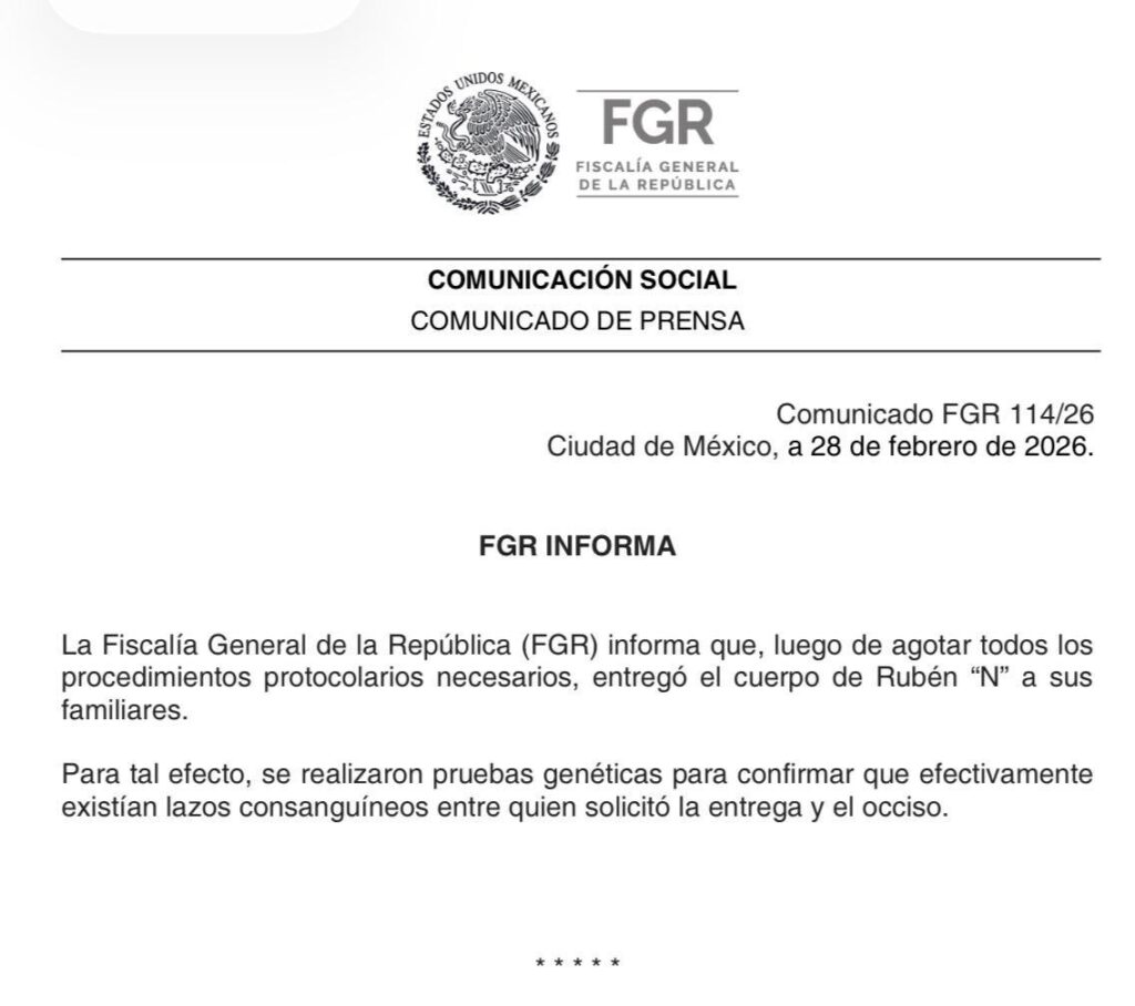 FGR comunicado El Mencho