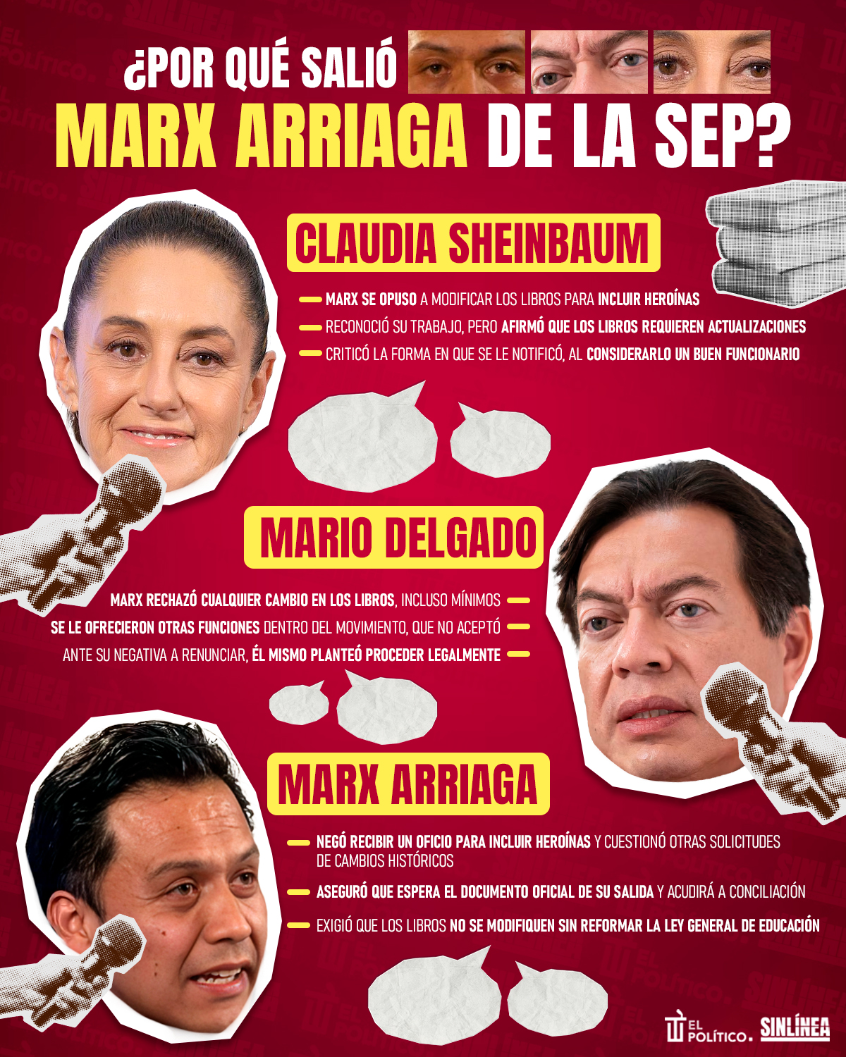 Infografía SEP: ¿Qué dijeron Sheinbaum, Delgado y Arriaga?