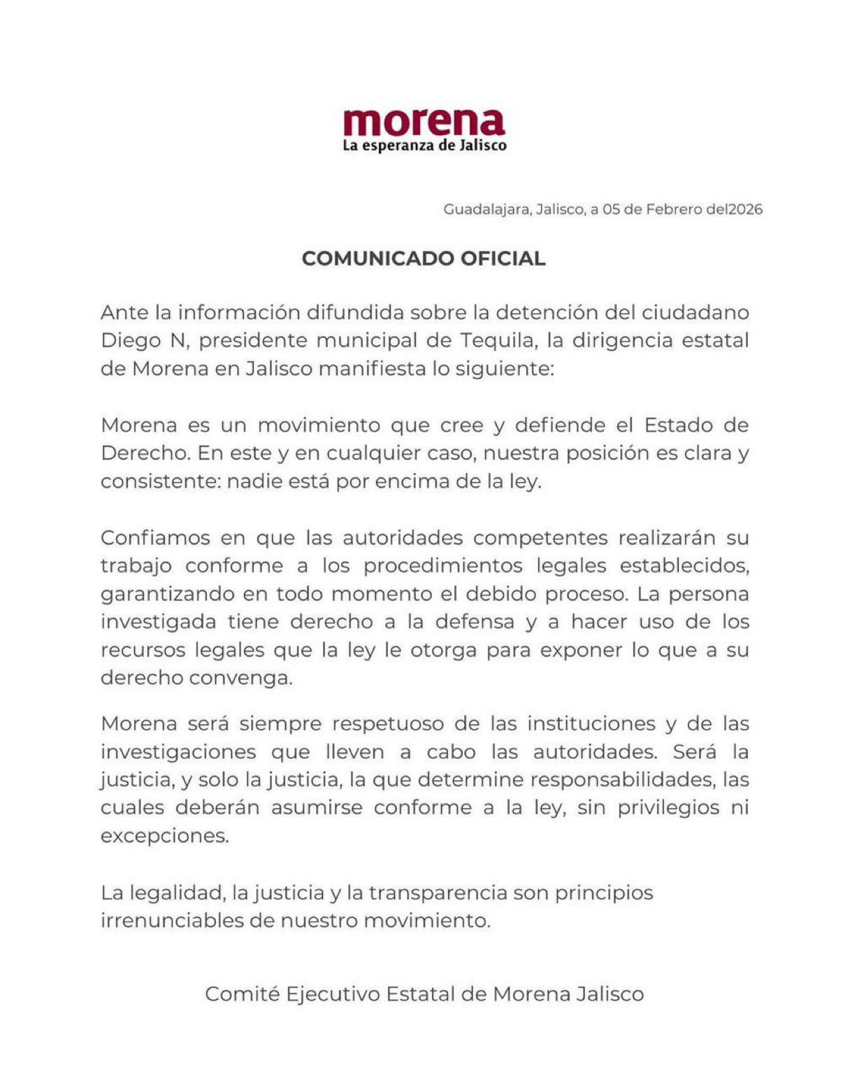 Morena reacciona a detención de Diego Rivera