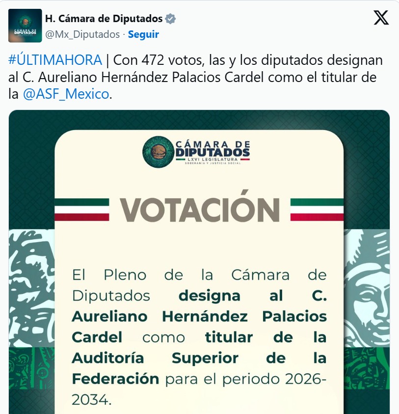 Congreso informa nuevo titular ASF