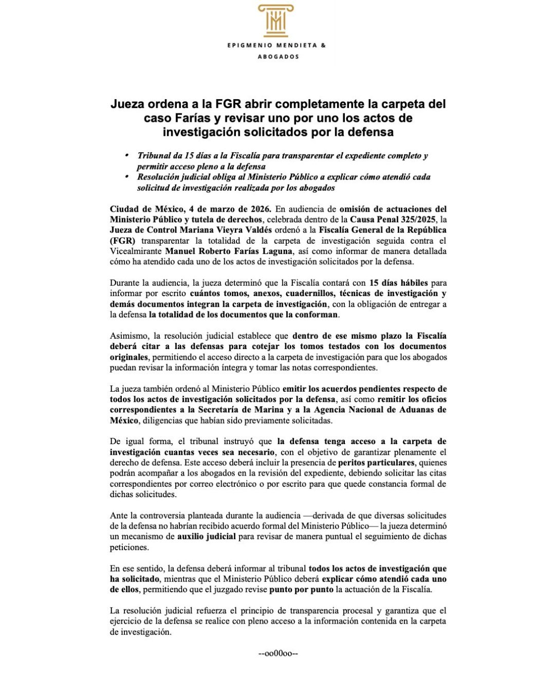Jueza ordena transparentar caso del vicealmirante Farías