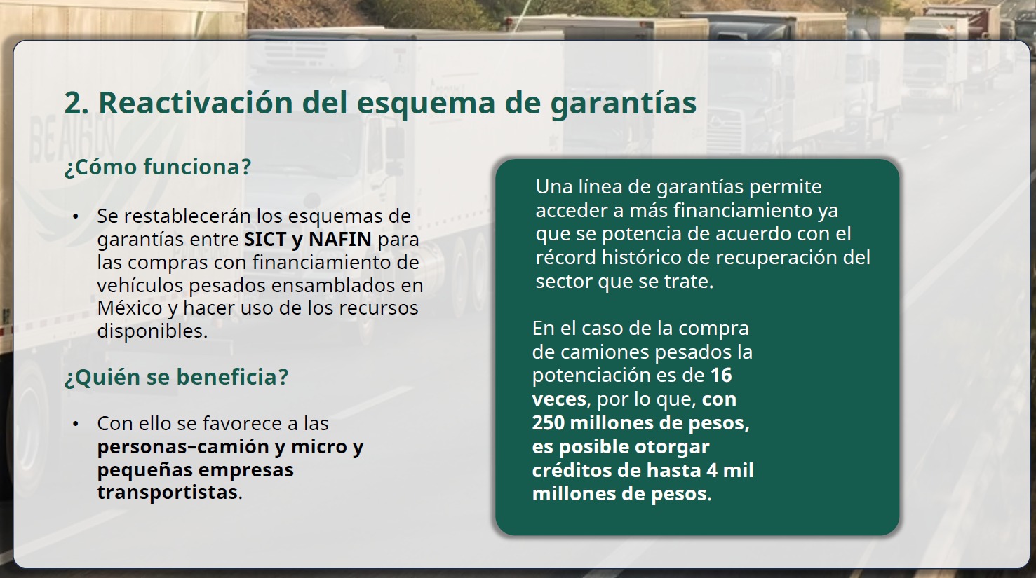 ¿En qué consiste el programa de renovación de vehículos pesados?