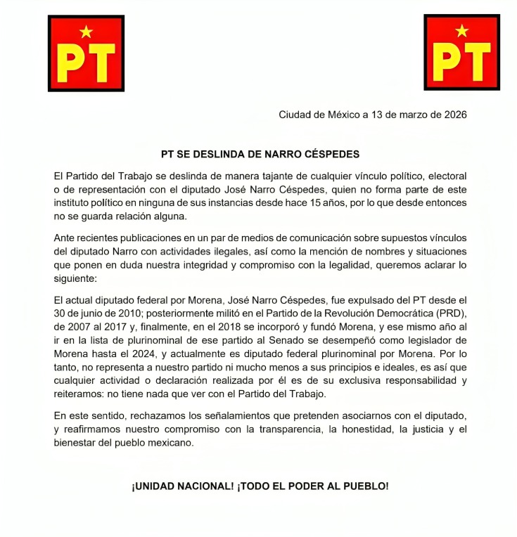 PT se deslinda de José Narro por vínculos con el CJNG