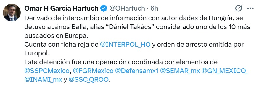 Harfuch detención Dániel Takács