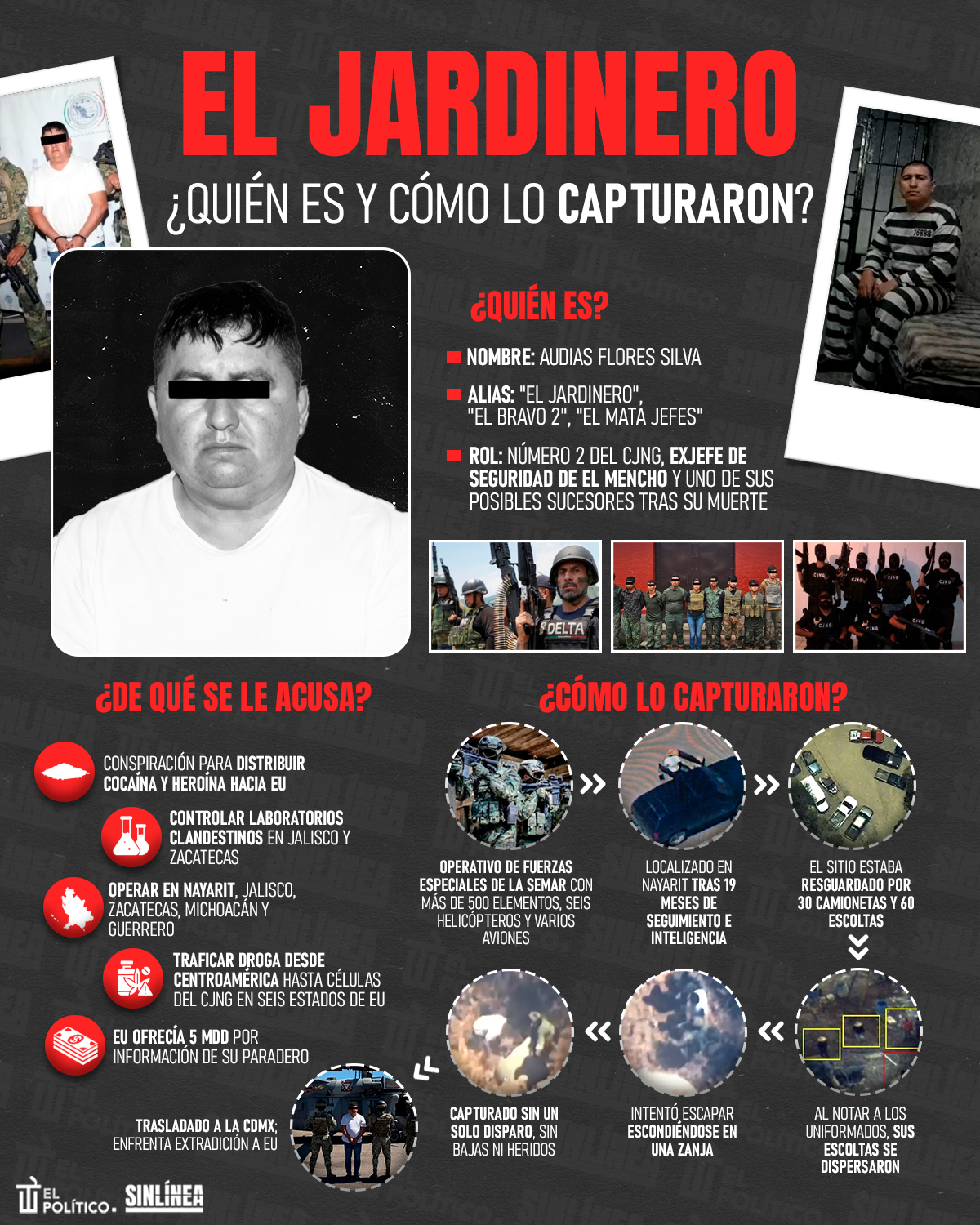 Infografía captura de El Jardinero, líder del CJNG