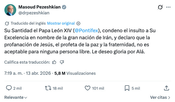 Líderes defienden al papa León XIV tras ataques de Trump