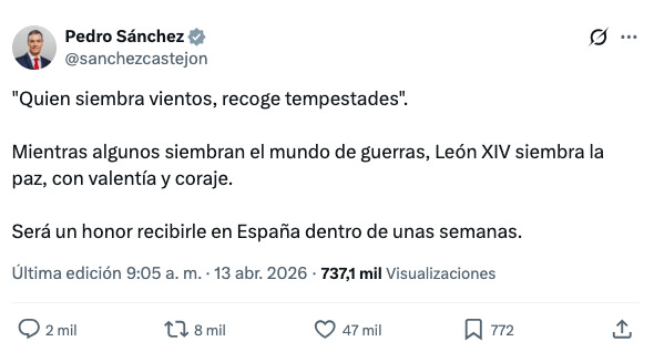 Líderes defienden al papa León XIV tras ataques de Trump