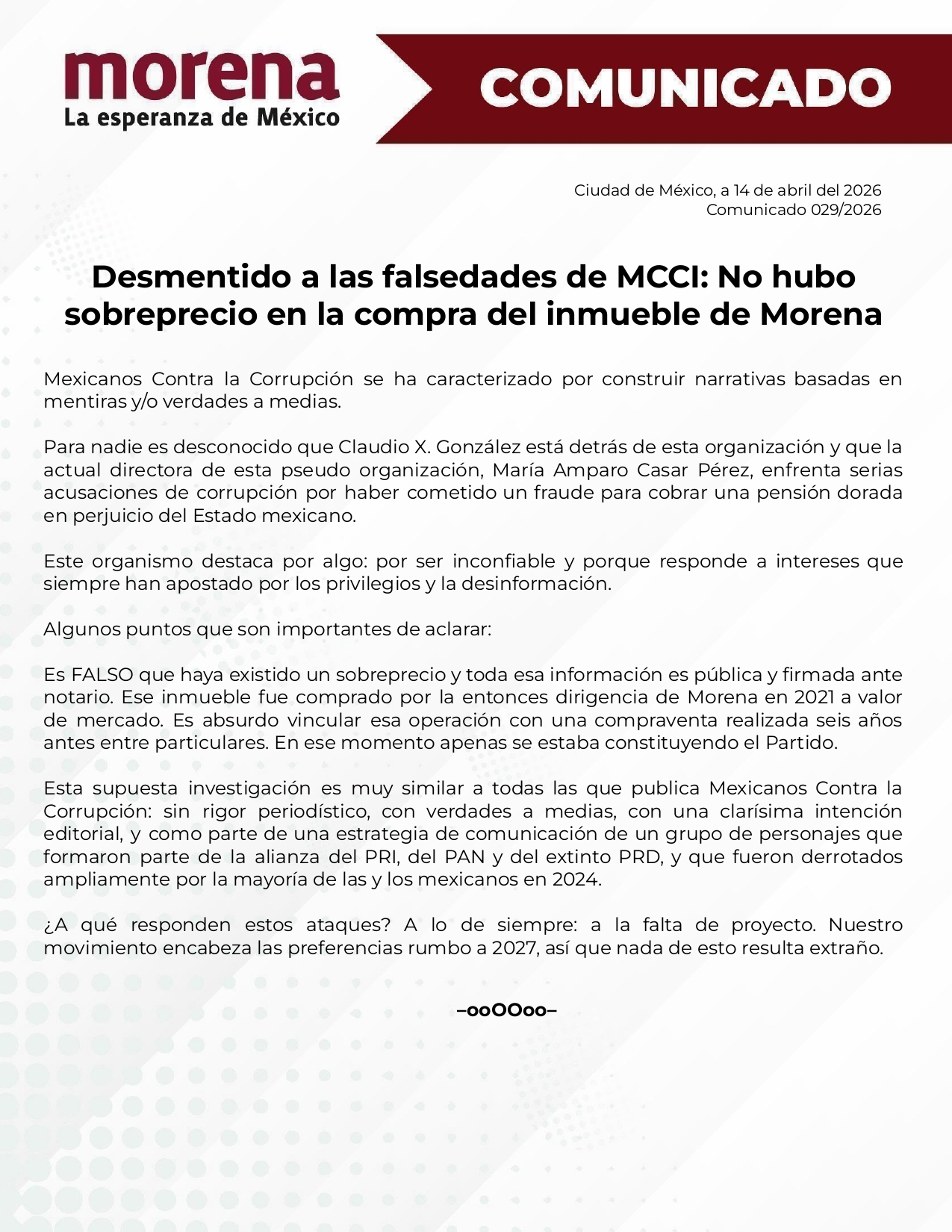 Morena desmiente informe de Mexicanos Contra la Corrupción