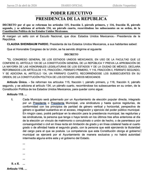 Publican Plan B de reforma electoral en DOF