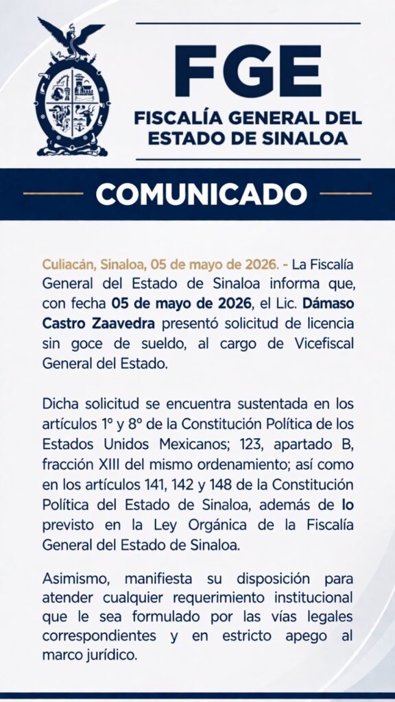comunicado Fiscalía de Sinaloa
