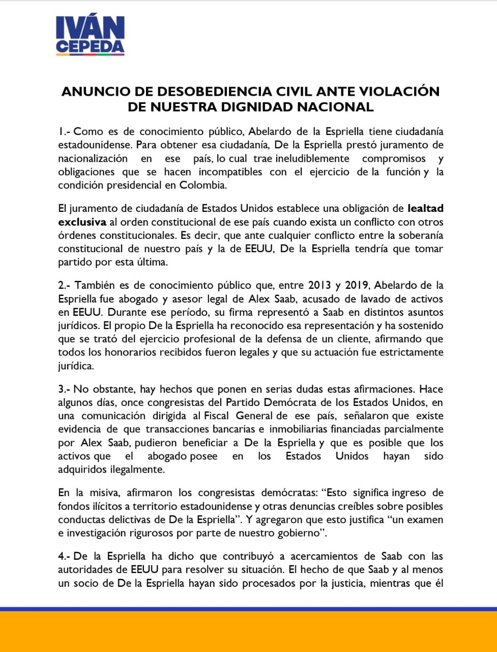 Anuncio Iván Cepeda