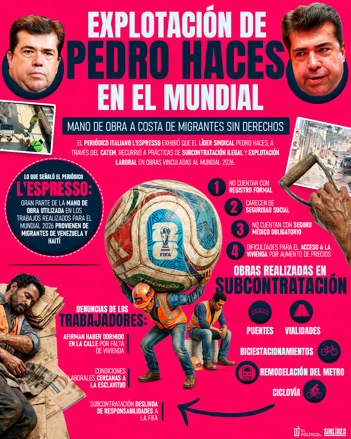 Infografía medio italiano exhibió explotación laboral de Pedro haces