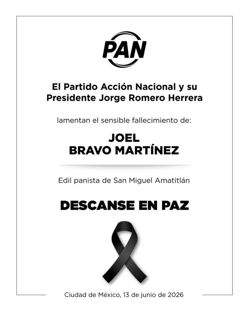 PAN condena muerte del alcalde de San Miguel Amatitlán
