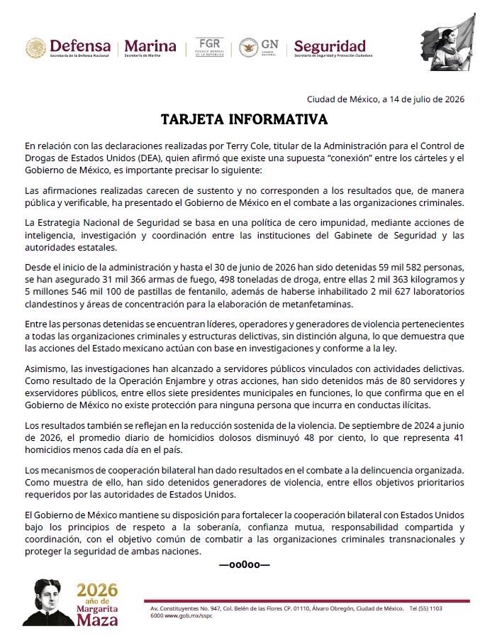 comunicado Gabinete de Seguridad
