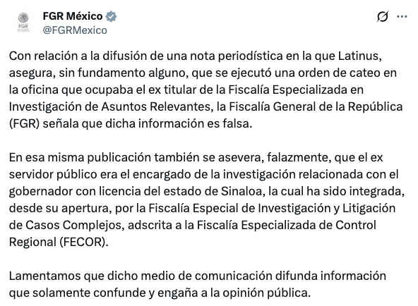 FGR niega cateo a oficina que usaba Ulises Lara